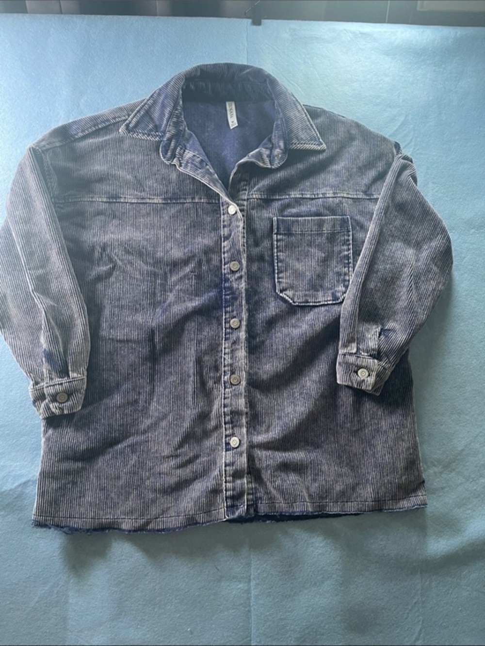 Zenana Outfitters Women's Navy Corduroy Button-Up Shirt Jacket